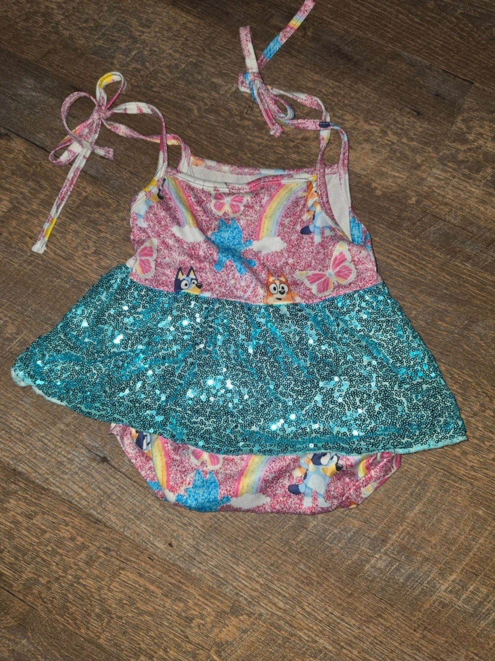 Bluey Sparkling Teal & Pink Girls' Skirted Bubble